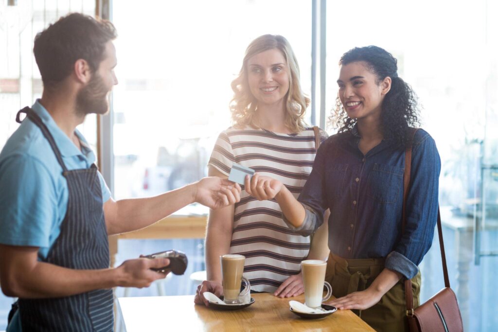 quick service restaurant POS payment customer ordering at counter