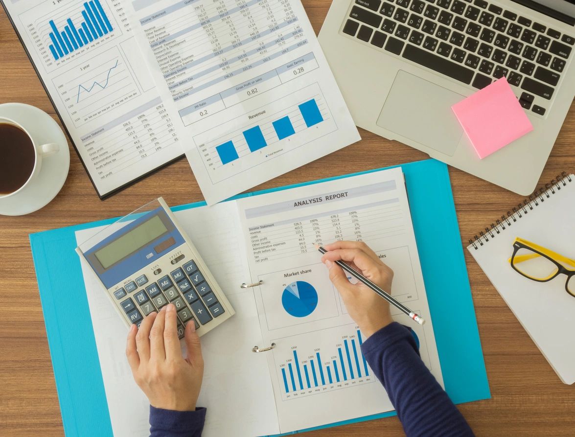 Business owner reviewing payment processing information